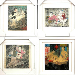 4 alte erotische Aquarelle des "Meisters des Hanxiang-Pavillons" in ...