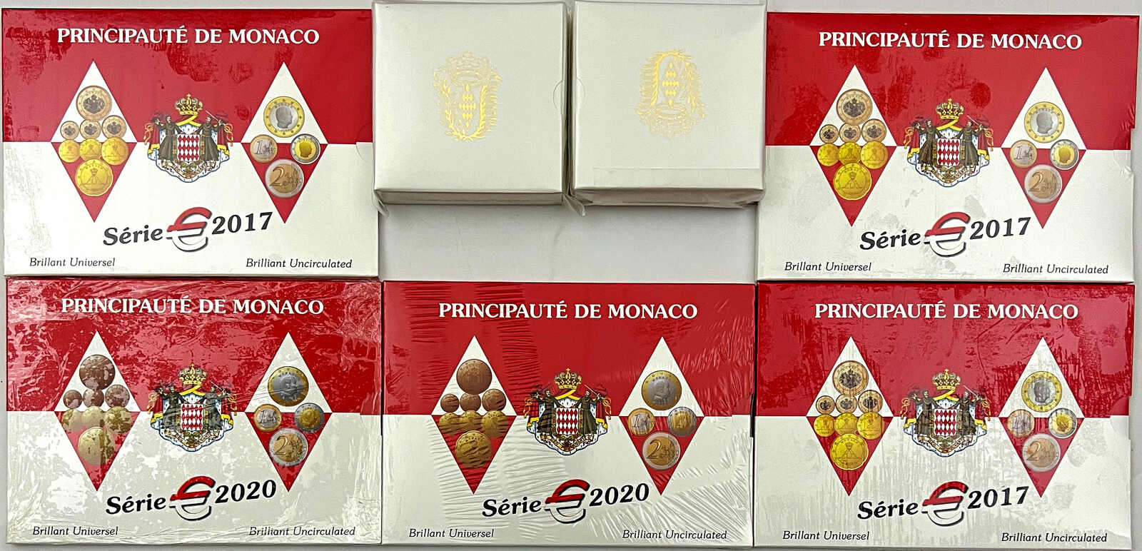 Euro-Anlageposten im Karton: 59 X 2 Euro: 4 X Kursmünze Albert II. ...