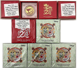 9 Feinsilbermünzen – Jahr des Drachen 2024. New Zealand Mint. ...
