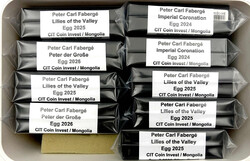 18 X 2 Feinsilberunzen Fabergé „Imperial Eggs“ zu je 1000 Togrog ...