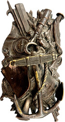 Plastisches maritimes Bronzerelief: Darstellung typischer ...