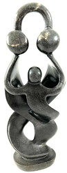 Simbabwe: Shona-Skulptur "Paar mit Kind" aus Serpentin-Gestein, ...