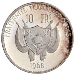 10 Francs Silber 1968 Löwe. Polierte Platte, berieben, etwas Patina
