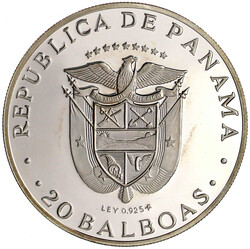20 Balboas Großsilbermünze 1975. 129,6 g. 925/1000. In ...