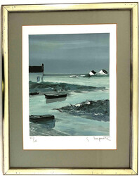 Farblithografie der Serie "La barque bleue" von Georges Laporte ...