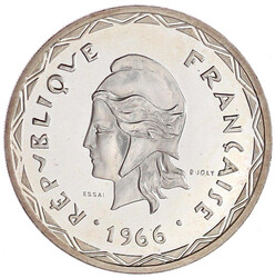 100 Francs 1966 Essai in Silber. Auflage nur 3000 Ex. In ...