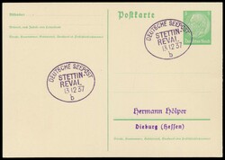 2 x seltener violetter Ovalstempel Deutsche Seepost Stettin - Reval b ...