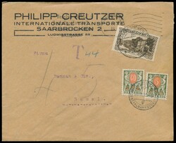 40 C. auf Auslandsbrief mit Stempel Saarbrücken 28.3.31 nach Basel, ...