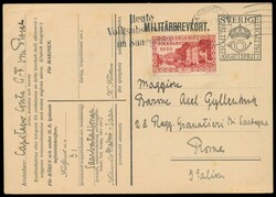 schwedische Militärpost-Ganzsache mit Saar-Marke 90 C. als ...