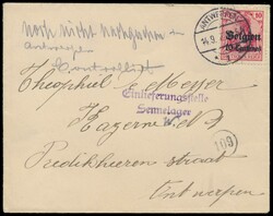 10 C. auf Ortsbrief mit Stempel Antwerpen 1 14.9.15 an einen ...