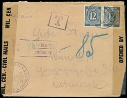 Paar 12 Pf. Ziffer auf Brief mit Bahnpost-Stumpfovalstempel Herborn - ...