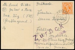 8 Pf. auf Postkarte mit Stempel Goslar 21.8.45 an einen deutschen ...