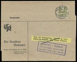 Streifband mit 3 Ct. Landschaft, Stempel Mellingen 24.6.40, nach ...