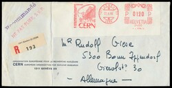 Hasler-Absenderfreistempel CERN, Geneve CERN 23 22.2.66, Wertrahmen ...