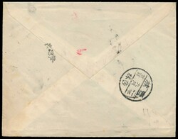 Japan 3 Sen und 10 Sen auf Einschreibbrief mit violettem Stempel ...