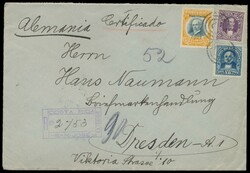 Einschreibbrief mit rückseitig brauner Prägedruck-Siegelmarke ...