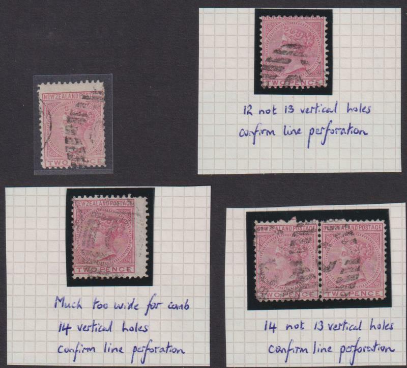 1878 2d x 5 (incl horiz pair). Annotated, indicating all are perf ...