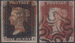 1840-1 1d Black & 1d red-brown (both PL 1b, NA), good margins. Fine ...