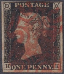 1840 1d Black (plate 7, HK), 4 margins, fine red MC cancel. SG cat ...