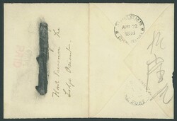 Municipal Posts. Shanghai. 1896 (22 Apr.) opened-out local envelope ...
