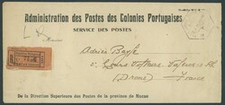 Macao. 1921 (12 Apr.) stampless official envelope to France with ...
