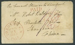 Hong Kong. Postal History. Incoming Mail. Canada: 1857 (21 Feb.) ...