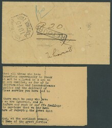 Hong Kong. Covers and Cancellations. 1945 Postage Paid Handstamp. ...