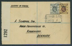 Hong Kong Treaty Ports. Amoy. 1918 (31 July) envelope registered to ...
