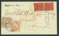 Municipal Posts. Wuhu. 1895 (8 Feb.) envelope registered to Ipswich ...
