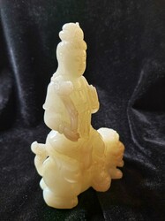 Miscellaneous. Jade and Gold Jewelry. A white jade statue of Guanyin ...