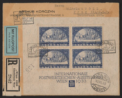 Österr. - WIPA - BLOCK auf eingeschriebenem Sammlerbrief nach Prag, ...