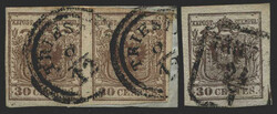 Österreich, 1850, Küstenland, TRIEST, zwei Doppelkreisstempel auf ...