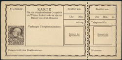 Österreich, 1909, Telefonsprechkarte für den Wiener Lokalverkehr, ...