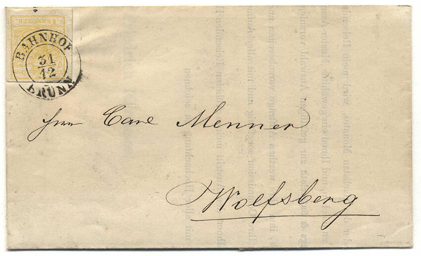 Österreich, 1850, Mähren, BAHNHOF / BRÜNN, klarer ...