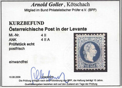 Österr. Post in der Levante, 1867, 4 II A, tadellos postfrische 10 ...