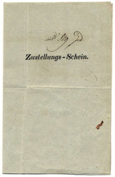 Österreich, 1849, WIEN, interessanter ZUSTELLUNGS - SCHEIN eines ...
