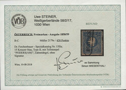 Österreich, 1858, Böhmen, PODERSAM, 420 p, seltener Teilstempel auf ...