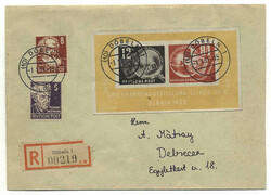 DDR, 1951, Mi, Bl 7, Debria Block uf Einschreibebrief von Döbel nach ...