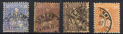 Schweiz, 1867-1881, sitzende Helvetia, gezähnt, dabei 2 xFasenpapier ...