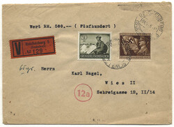 Tschechoslowakei, 1945, Sudetenland Wertbrief von Reichenberg nach ...