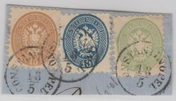 Levante-Vorläufer, 1859, V 20, 22, 23, auf Briefstück, leichter Bug ...