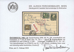 Österreich, 1916, INNSBRUCK - ZÜRICH, portogerechte EXPRESS - Karte ...