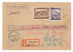 Österreich, 1947, retounierter zensurierter Rekobrief nach SAN ...