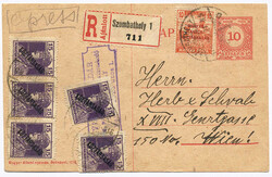 Ungarn, 1919, SZOMBATHELY - WIEN, seltene REKO - EXPRESS - Karte mit ...