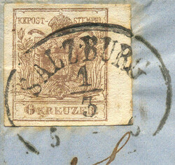 Österreich, 1850, Salzburg, SALZBURG, 10 p, Ankunftsstempel, 4 M III ...