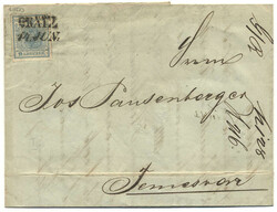 Österreich, 1850, Steiermark, GRATZ, sitzender Langstempel vom 14 ...