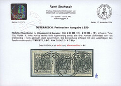 Österreich, 1850, Küstenland, TRIESTE, drei aufrecht sitzende ...