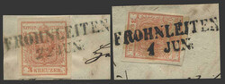 Österreich, 1850, Steiermark, FROHNLEITEN, zwei Briefstücke mit ...