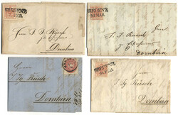 Österreich, 1850/64, Vorarlberg, BREGENZ, 4 Faltbriefe, drei der 1 ...
