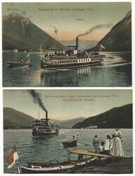 Österreich, 1910 ca., Tirol, Dampfschiff ST.BENEDIKT, zwei ...